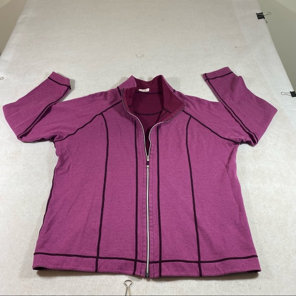 Sweater XL Woman’s Reversible Full Zip Sweatshirt Jacket Wine Black Long Sleeve - Picture 13 of 14